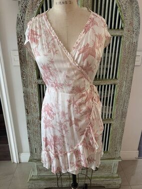 AllSaints Pink Floral Wrap Mini Dress